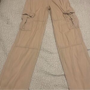 Stylish Tan Wide Leg Cargo Jeans